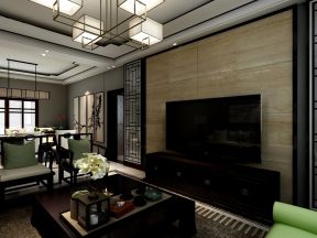 2023家居中式客厅瓷砖电视墙装修效果图片
