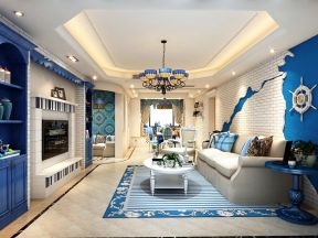 2020地中海风格客厅设计装修 创意电视墙造型效果图