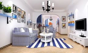 2020地中海风格客厅设计装修 2020客厅地毯搭配效果图片