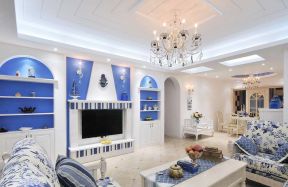 2020地中海风格客厅设计装修 2020客厅水晶吊灯图片