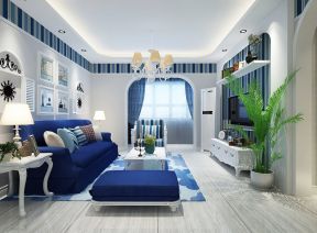 2020地中海风格客厅设计装修 客厅植物摆放效果图