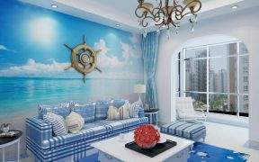 2020地中海风格客厅设计装修 沙发背景墙装修效果图大全