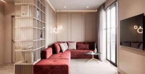 2023现代古典风格客厅红色沙发装修效果图
