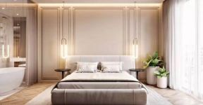 2023现代古典风格卧室布艺双人床装修图片