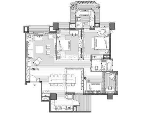 2020三室两厅户型图 简单小别墅户型图