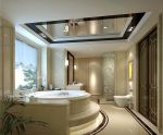 欧式奢华风格浴室台阶浴缸装修效果图片
