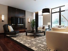 2023客厅新中式风格地毯搭配效果图片