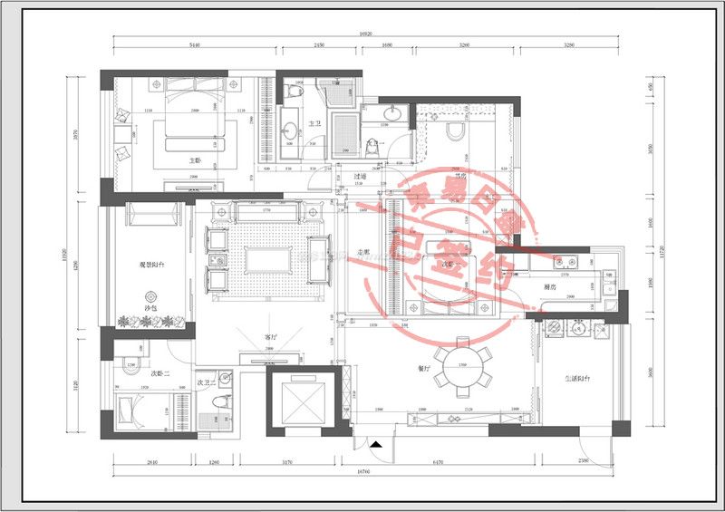 蘭江山第花園180平米雅致中式室內(nèi)設計