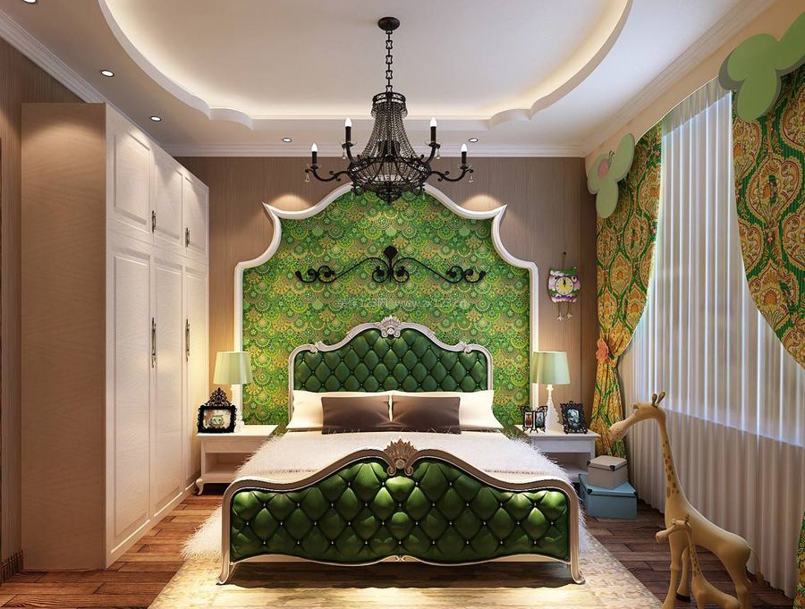 简欧式卧室创意床头背景墙设计案例