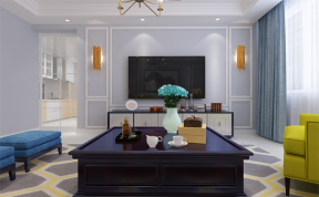 2023客厅简欧风格实木茶几设计装修效果图