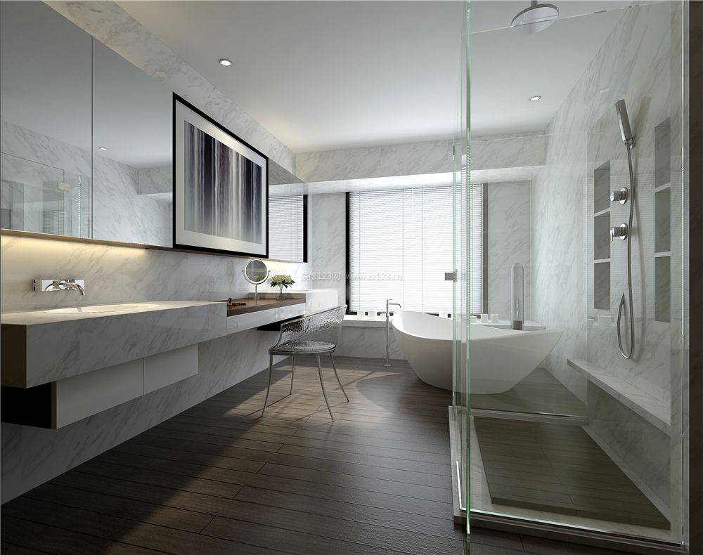 2023别墅现代卫生间淋浴室玻璃门装修效果图片