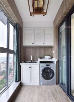 2023现代简约客厅阳台洗衣机柜子装修效果图