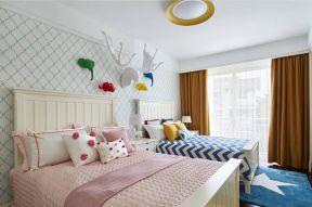 美式儿童房图片 床头墙面装饰设计