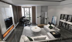 2023现代别墅客厅钢琴区装修效果图大全