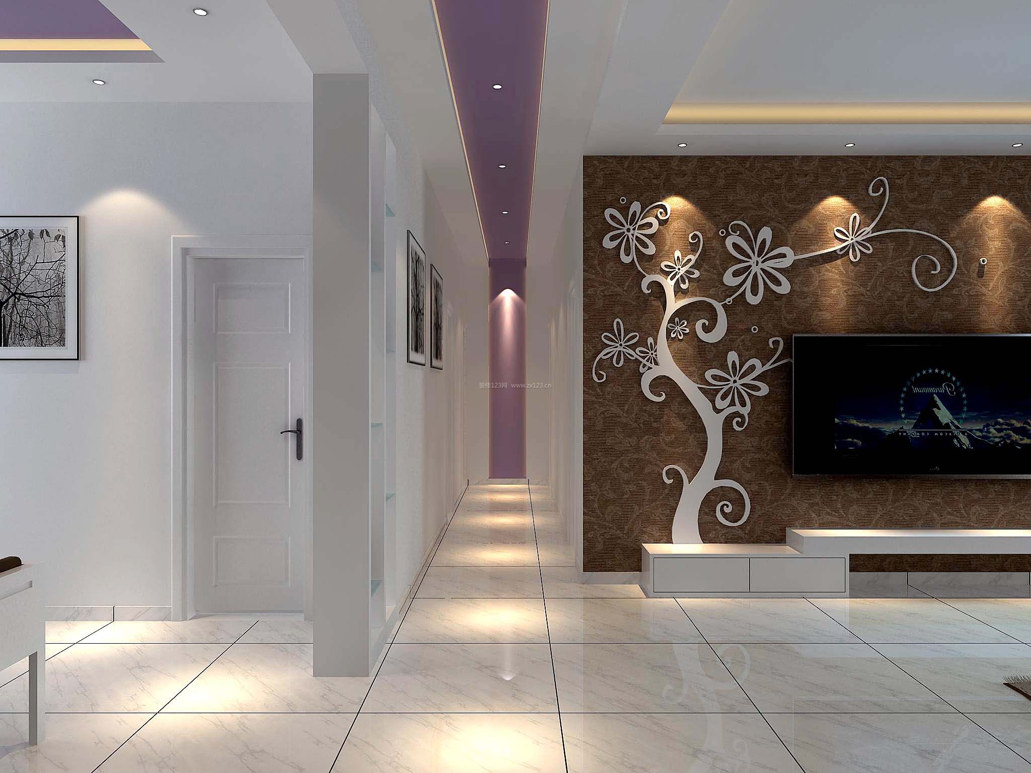2020现代两室两厅效果图 装修客厅电视背景墙设计