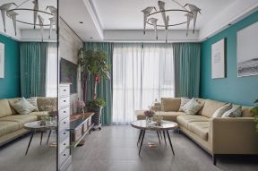 北欧现代简约风格 2020客厅窗帘颜色效果图