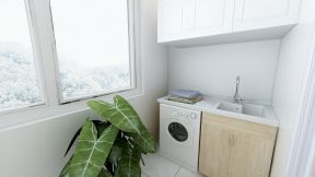 2023简洁阳台洗衣机柜子装修设计图片