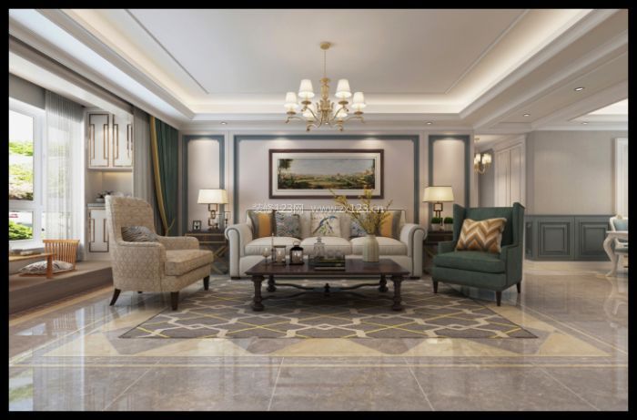 简美式客厅装修效果图 2020简美式客厅沙发效果图