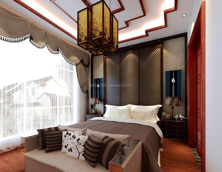 新中式别墅卧室内灯具装修设计