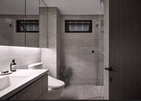 卫生间现代风格灰色瓷砖装修效果图片