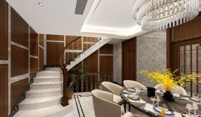2020新中式别墅装修 楼梯背景墙设计效果图