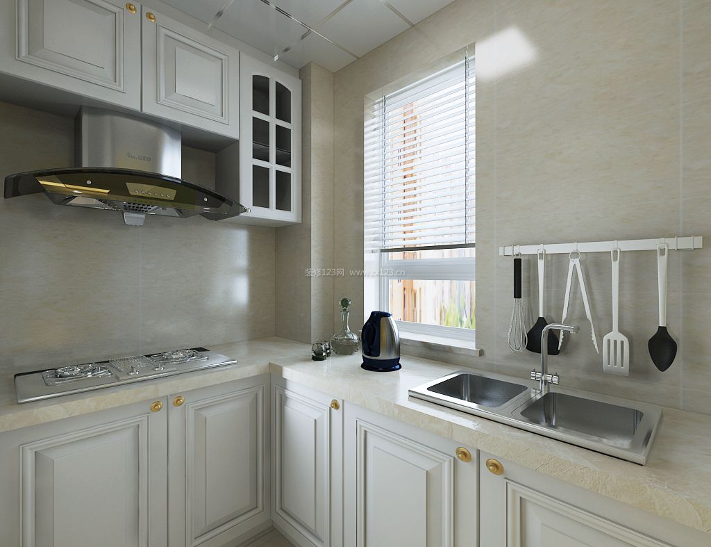 2023简美式厨房洗菜台装修设计效果图片