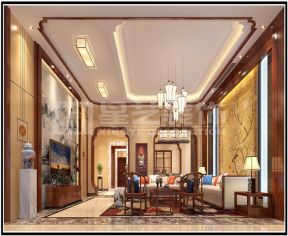 2020新中式别墅客厅装修图 2020客厅家具装修效果图