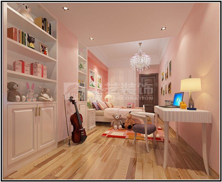 2023欧式女孩卧室粉色背景墙装修效果图