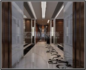 2023现代别墅室内过道走廊地板砖装修设计效果图