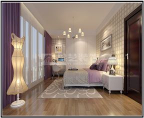 2023卧室现代风格紫色窗帘装修效果图片赏析