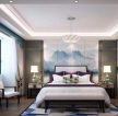 新中式别墅卧室室内床头背景墙装修