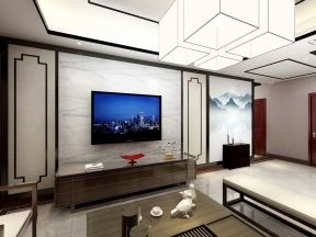2023简约中式风格客厅电视机背景墙装修效果图片