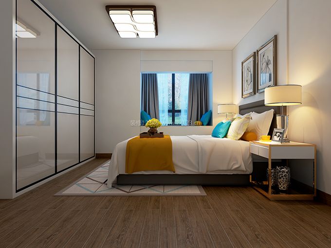 2020现代主卧室装修效果图 2020床头柜台灯图片