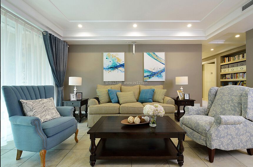 美式简约客厅装修效果图 客厅沙发装修效果图