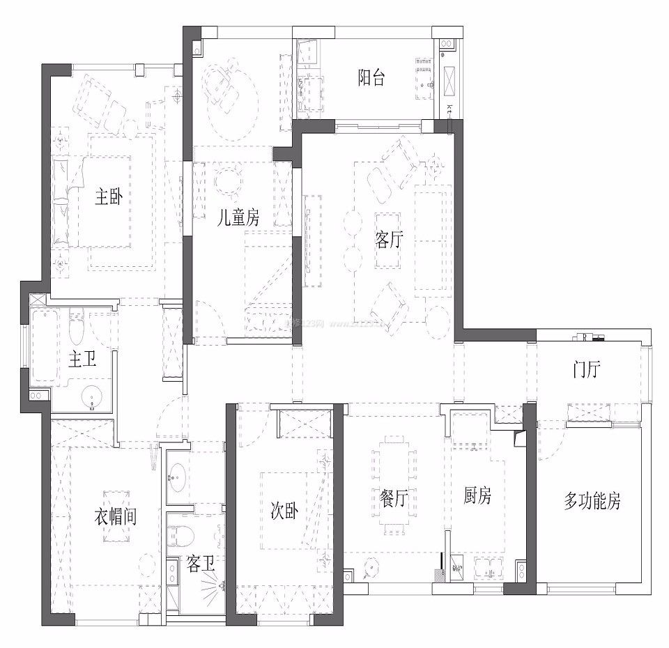 華潤二十四城109平美式風(fēng)格裝修