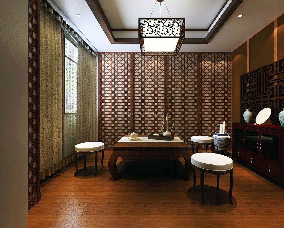 中式风格茶室室内设计装修效果图片