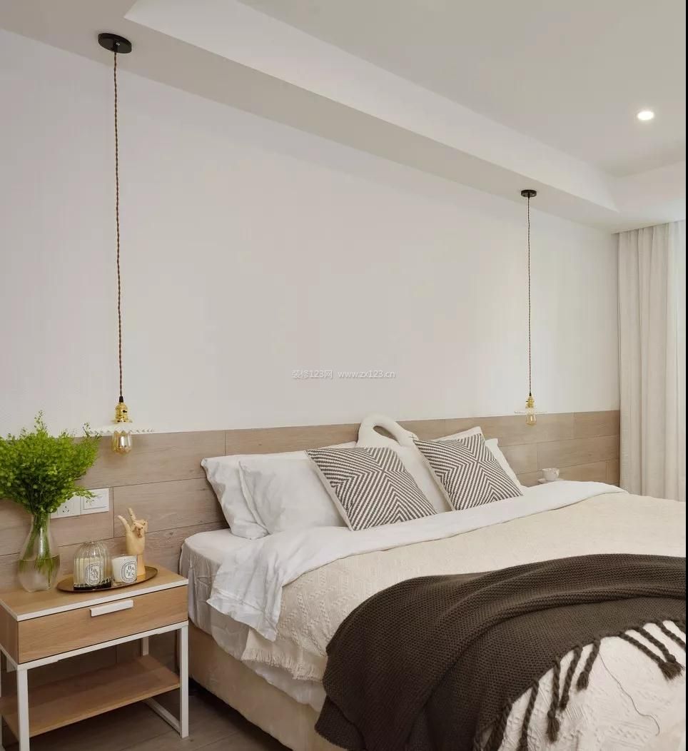 2018卧室简约风格实木护墙板装修效果图