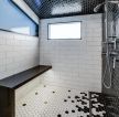 现代简约淋浴房黑白瓷砖效果图