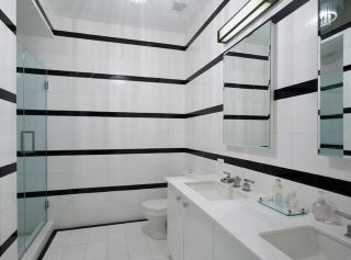 卫生间黑白条纹瓷砖效果图