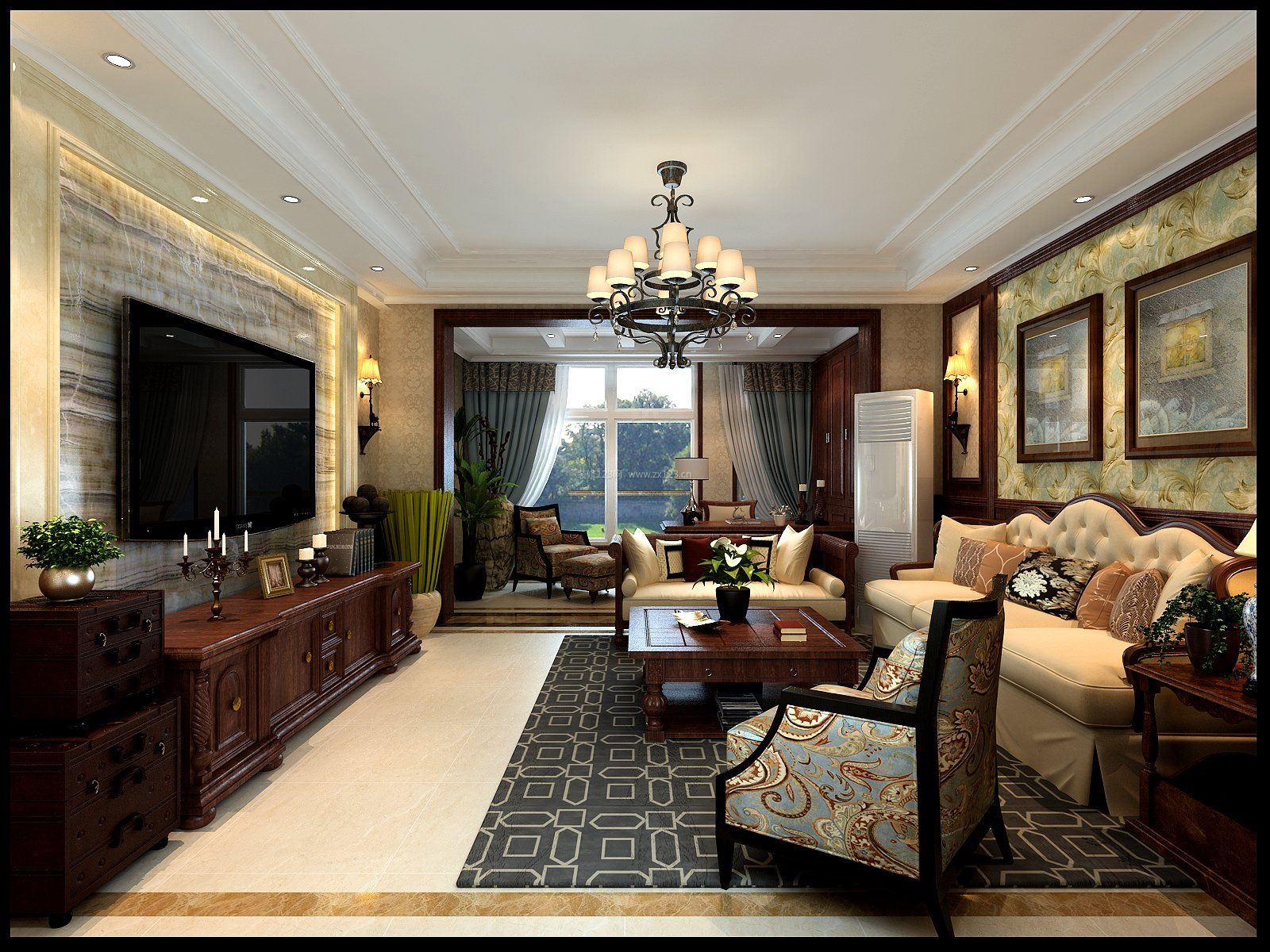 传统美式风格 2020客厅家具摆放效果图片