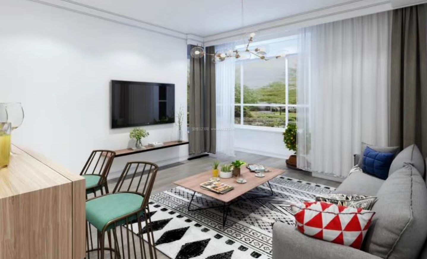 小户型北欧风格 2020客厅地毯搭配效果图片