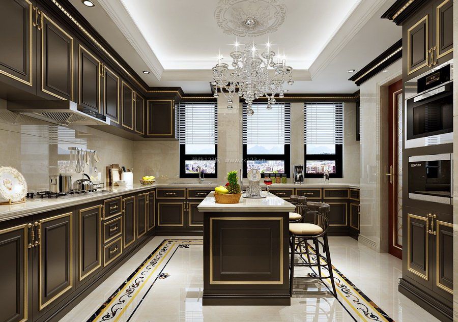 古典主义风格超大厨房装修图片