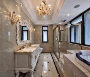 欧式奢华卫生间 台阶浴缸装修效果图片