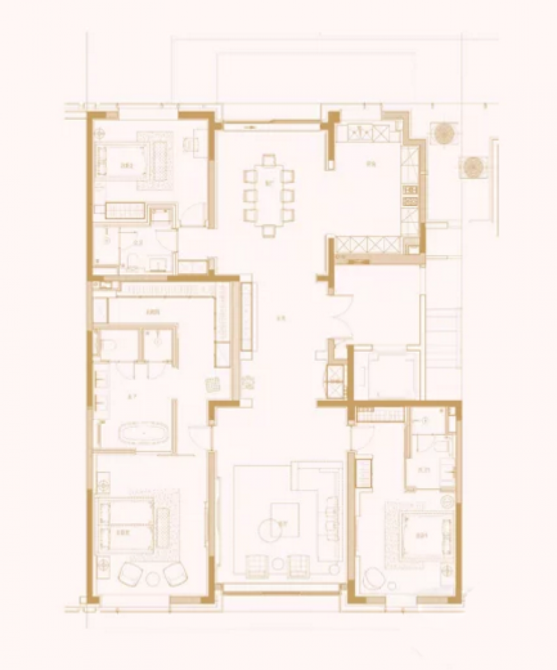 北京 北京壹号院1-c3户型, 4室2厅4卫1厨, 建筑面积约