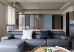 现代风格大平层客厅真皮沙发装修设计图