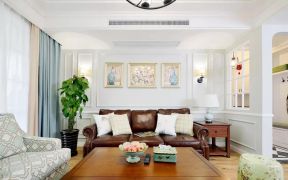 美式风格客厅石膏线背景墙设计装修图片