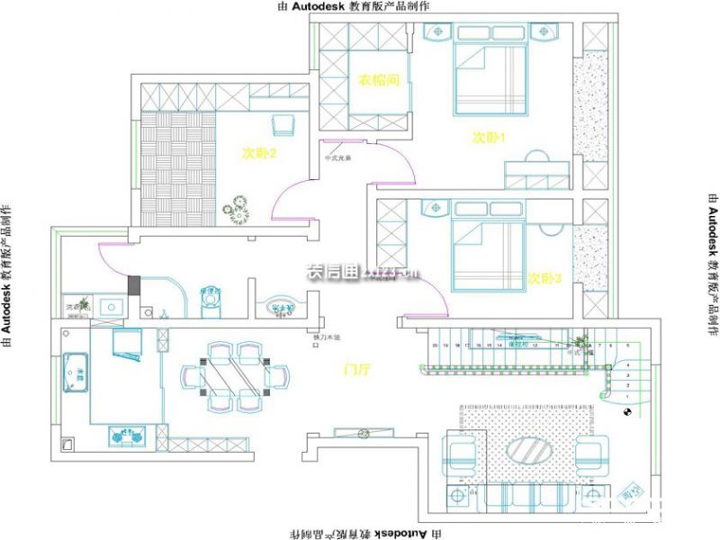 金域蓝湾新中式五居200㎡装修案例