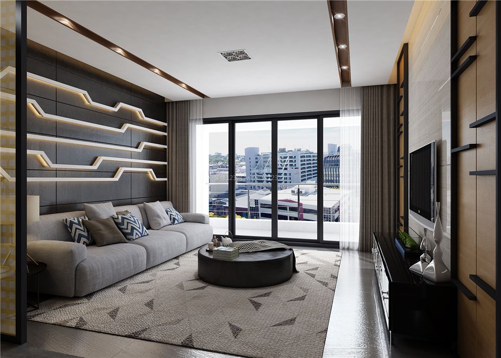 2023时尚现代客厅灰色沙发装修设计效果图