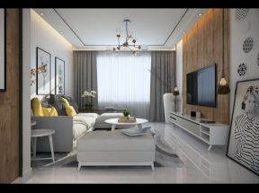 2020二手房装潢设计 木质电视墙效果图