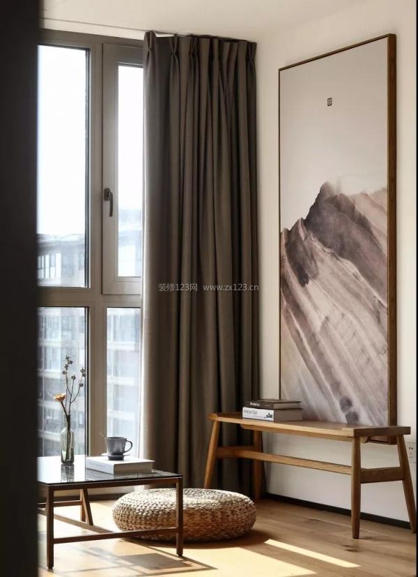日式客厅窗帘装修图片